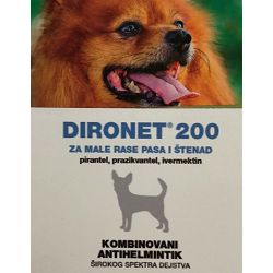 Dironet 200 antihelminitik za male rase pasa do 4kg i štenad - 1 tableta