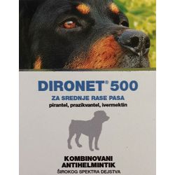 Dironet 500 antihelminitik za srednje rase pasa 5-10kg - 1 tableta