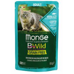 Monge BWild Adult grain free bakalar sa škampima i povrćem hrana za mačke 85g