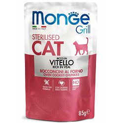 Monge Grill Sterilised Cat teleća jetra u želeu hrana za sterilisane mačke 85g