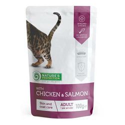 Nature's Protection Adult Skin and Coat Care Chicken & Salmon / piletina i losos hrana za mačke 100g