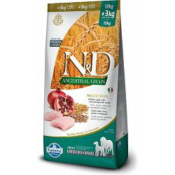 N&D Adult Medium & Maxi Ancestral Grain / piletina hrana za pse 12kg + 3kg