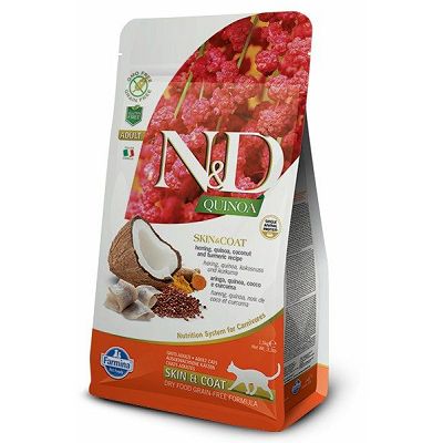 N&D Adult Quinoa Skin & Coat / haringa, kokos, kvinoja hrana za mačke 300g