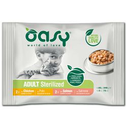 OASY ADULT Sterilized multipack piletina i losos hrana za sterilisane mačke 4x85g