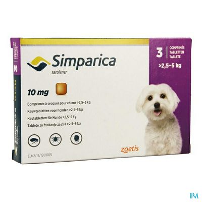 Zoetis Simparica 10mg za pse težine 2,5-5kg / 1 tableta
