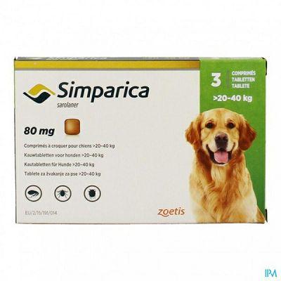 Zoetis Simparica 80mg za pse težine 20-40kg / 1 tableta