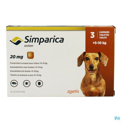 Zoetis Simparica 20mg za pse težine 5-10kg / 1 tableta