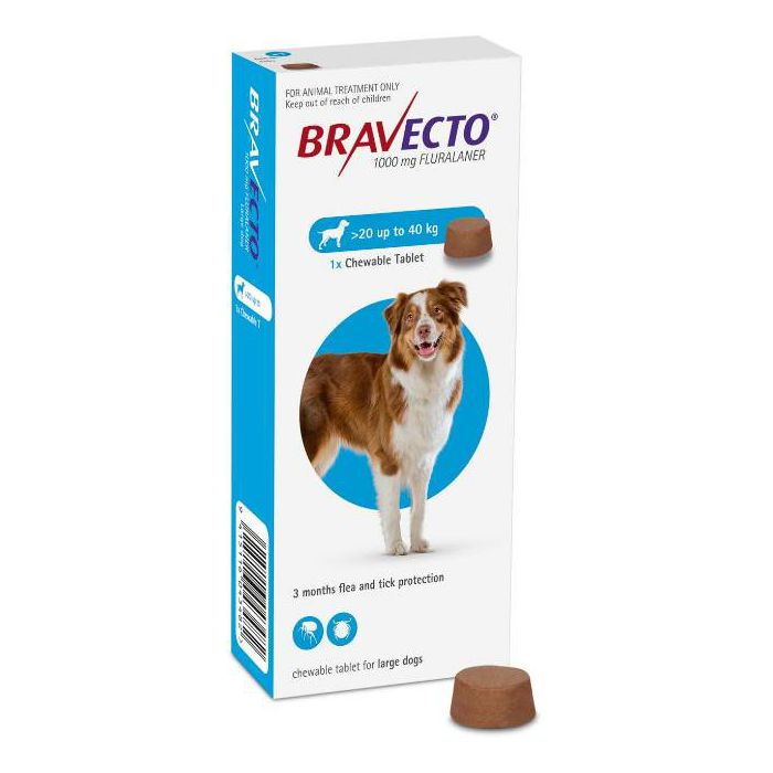 Bravecto zaštita za pse težine 20-40kg - 1 poslastica za žvakanje