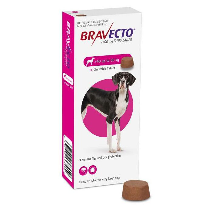 Bravecto zaštita za pse težine 40-56kg - 1 poslastica za žvakanje