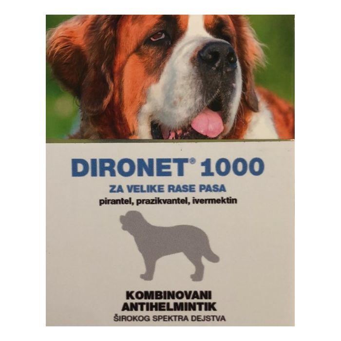 Dironet 1000 antihelminitik za velike rase pasa od 30kg - 1 tableta