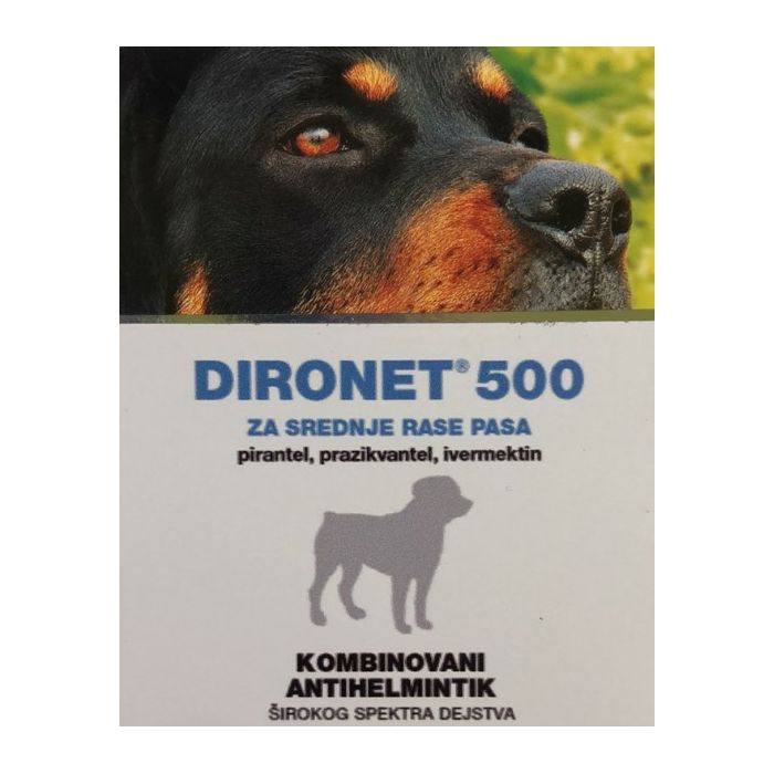 Dironet 500 antihelminitik za srednje rase pasa 5-10kg - 1 tableta