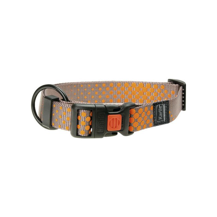 Karlie ogrlica za psa 25mm 45-65cm podesiva plus sivo narandzasta L