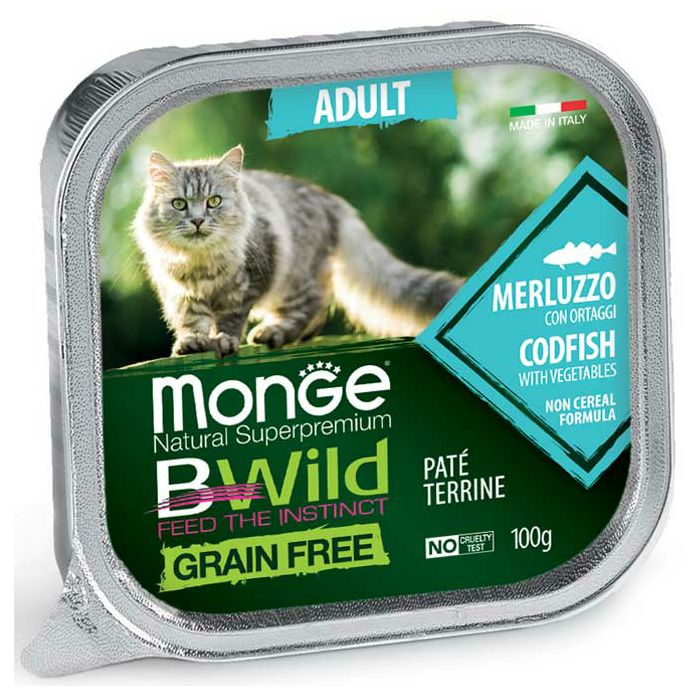 Monge BWild Adult grain free Paté bakalar sa povrćem hrana za mačke 100g