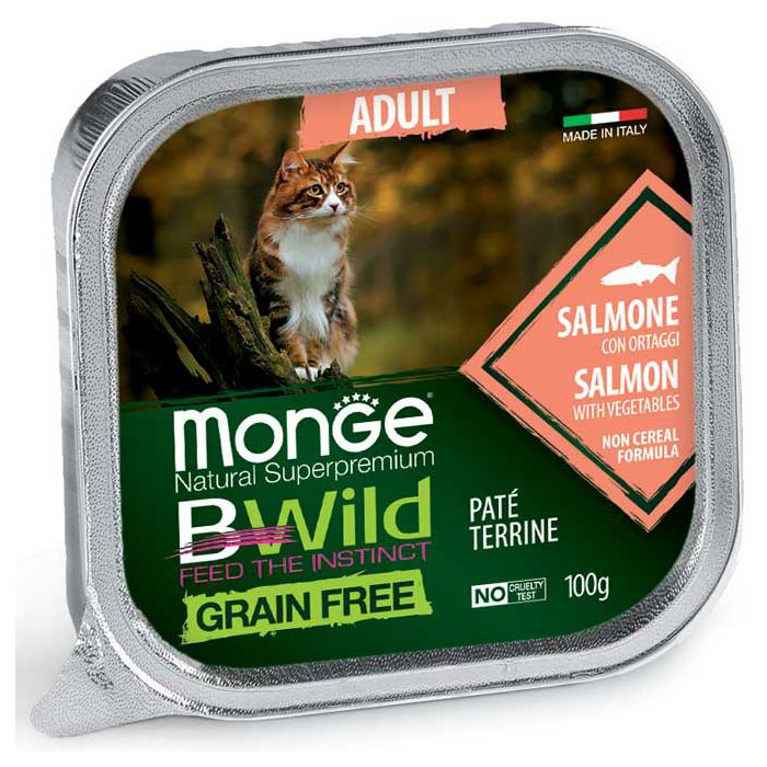 Monge BWild Adult grain free Paté losos sa povrćem hrana za mačke 100g