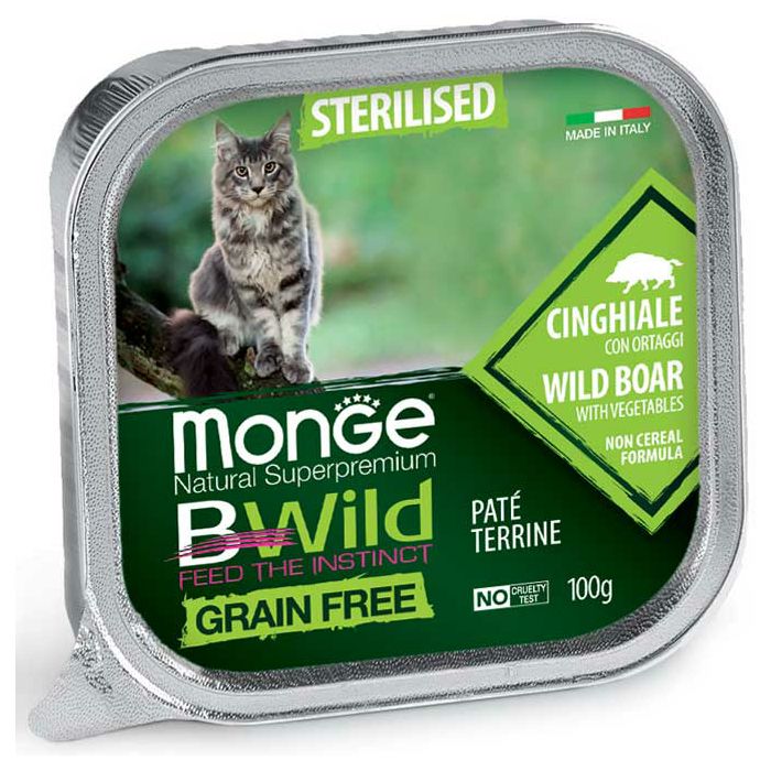 Monge BWild Sterilised grain free Paté vepar sa povrćem hrana za sterilisane mačke 100g