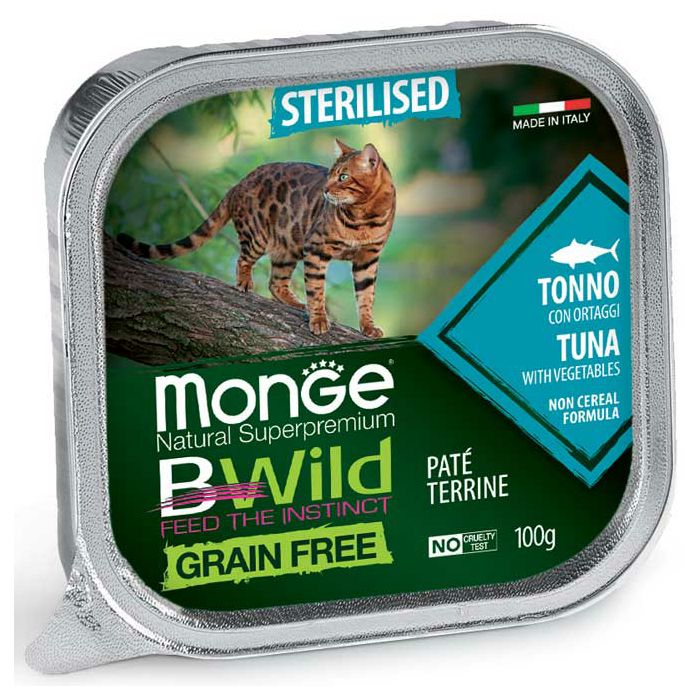 Monge BWild Sterilised grain free Paté tuna sa povrćem hrana za sterilisane mačke 100g