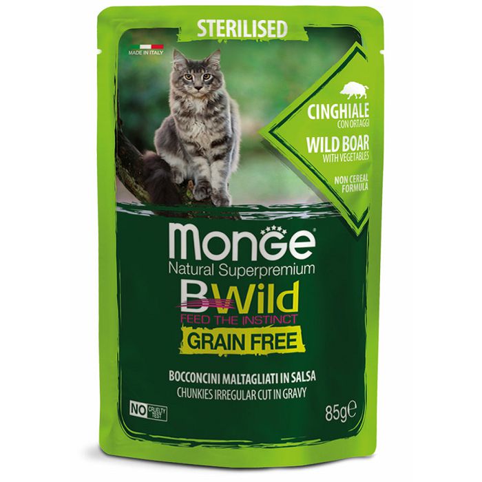 Monge BWild Sterilised grain free vepar sa povrćem hrana za sterilisane mačke 85g