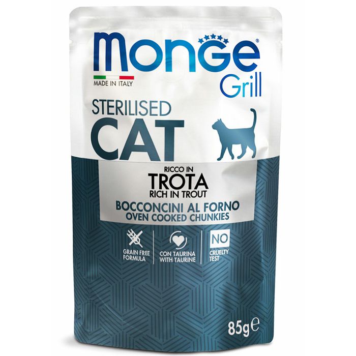Monge Grill Sterilised Cat pastrmka u želeu hrana za sterilisane mačke 85g