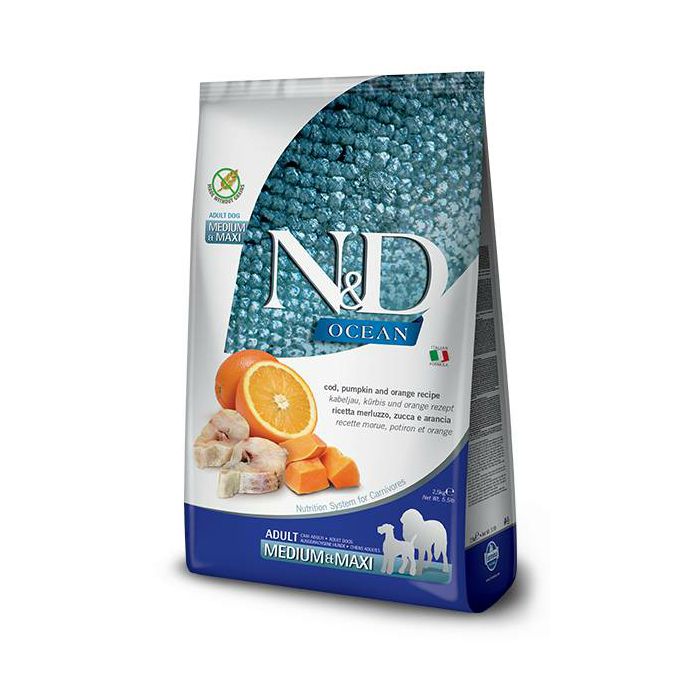 N&D Adult Medium & Maxi Ocean / bakalar hrana za pse 12kg