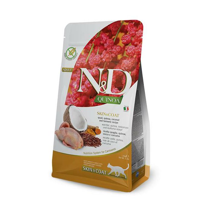 N&D Adult Quinoa Skin & Coat / prepelica hrana za mačke 300g