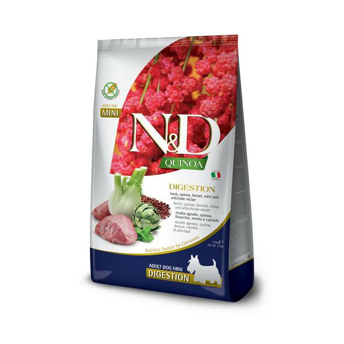 N&D Adult Mini Quionoa Digestion / janjetina i kvinoja hrana za pse 2,5kg