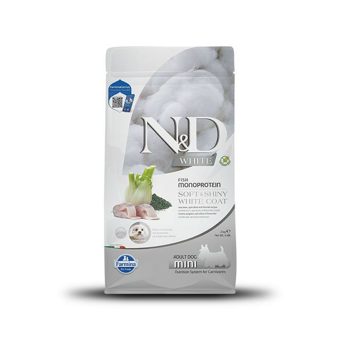 N&D Adult Mini White / monoprotein brancin, spirulina, komorač hrana za pse 2kg