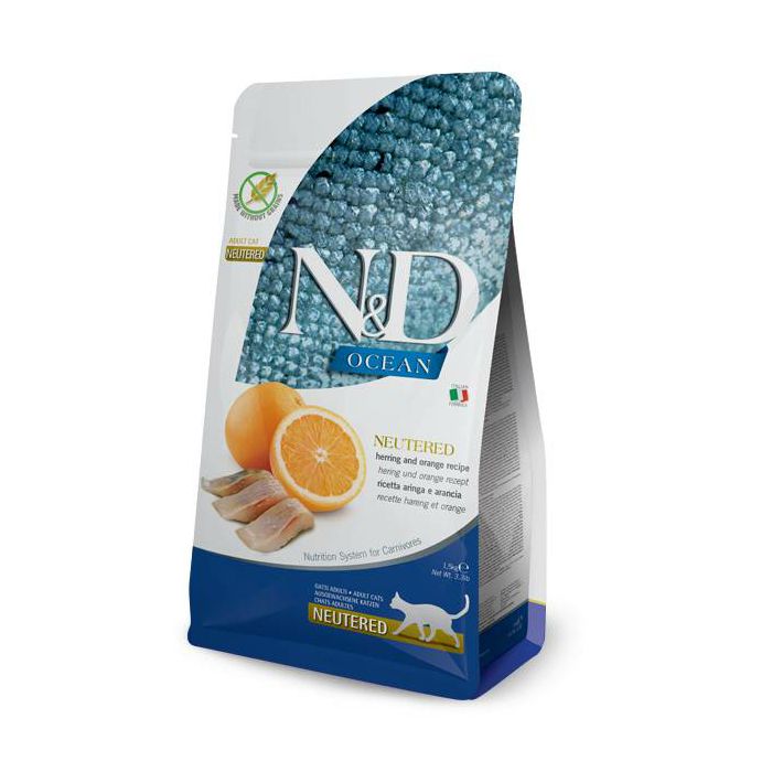 N&D Adult Neutered / haringa i narandža hrana za sterilisane mačke 300g