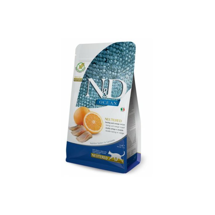 N&D Adult Neutered Ocean / haringa i narandža hrana za sterilisane mačke 1,5kg