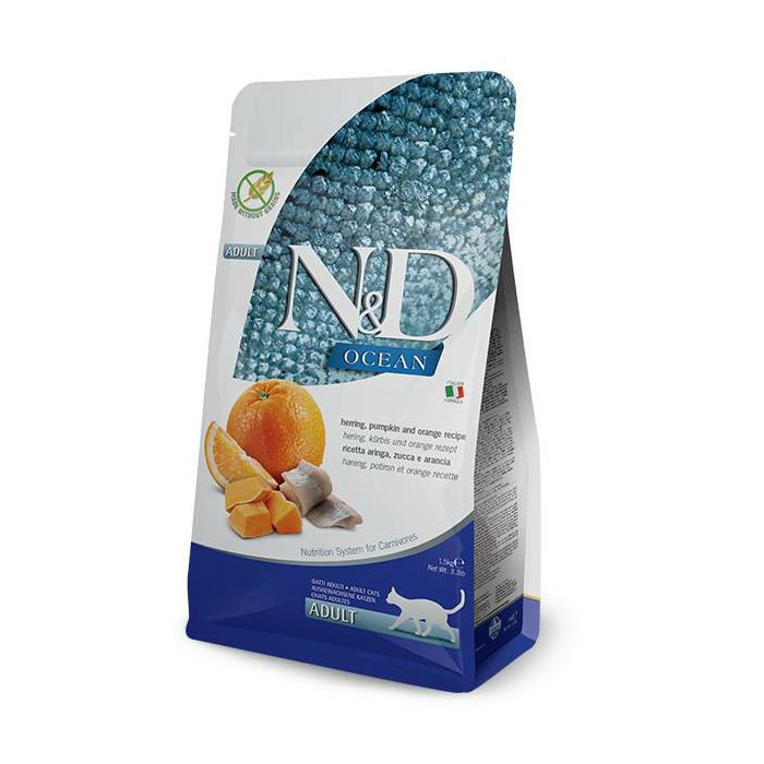 N&D Adult Ocean / haringa, bundeva, nar i narandža hrana za mačke 300g