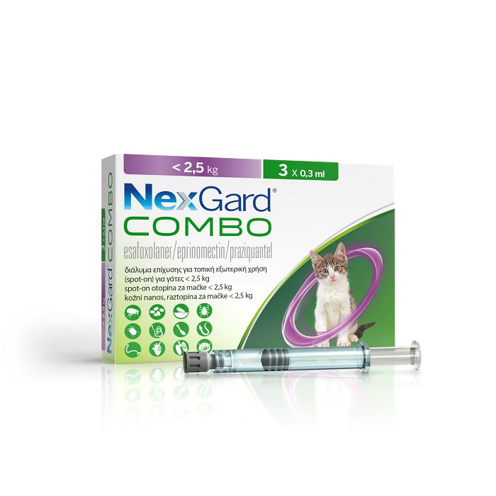Nexgard Combo L // za mačke do 2,5 kg // protiv unutrašnjih i vanjskih parazita 0,3ml