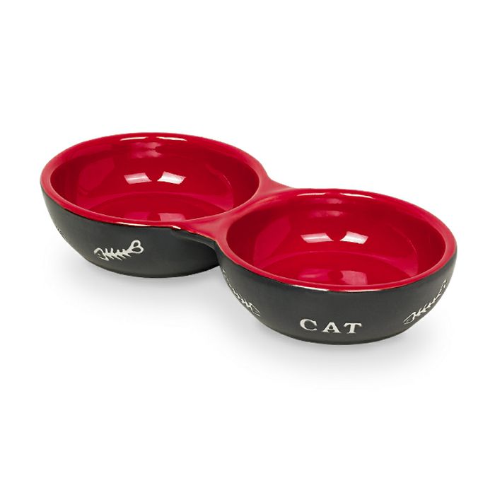 Nobby keramička dupla zdjela za mačke crvena 130ml