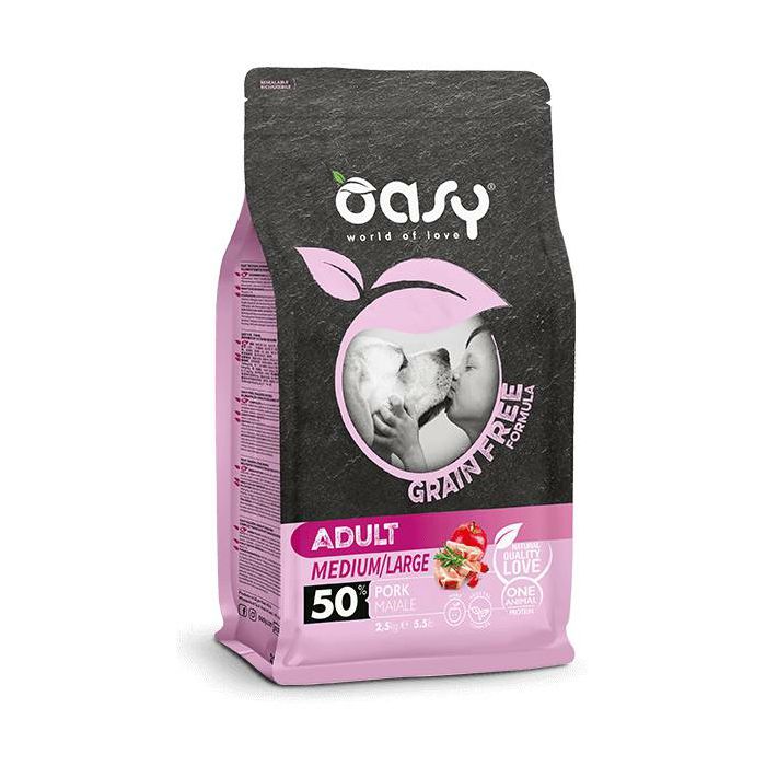 OASY Adult Medium - Large Pork grain free / bez žitarica svinjetina za srednje i velike odrasle pse 2,5kg