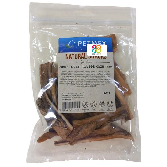 Petmex Natural Snacks odrezak od goveđe kože 15cm poslastica za pse 200g