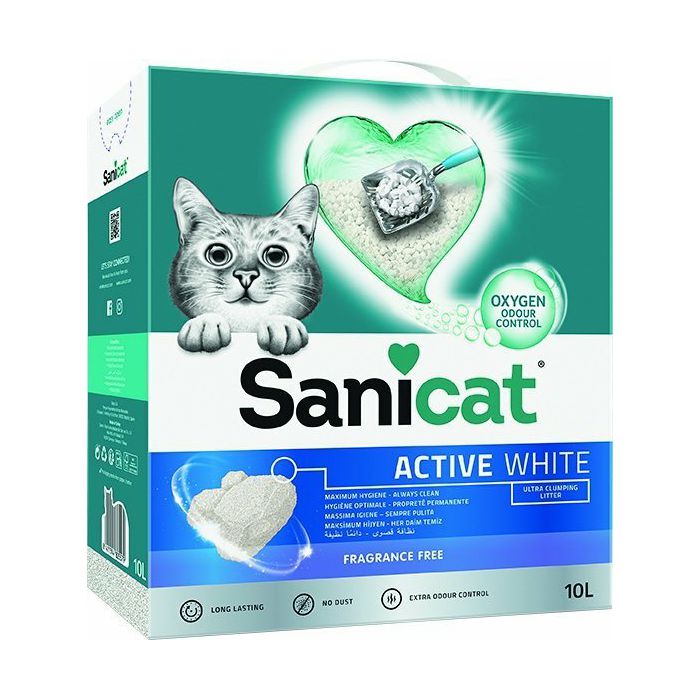 Sanicat Active White bijeli pijesak za mačke 10l