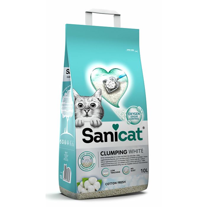 Sanicat Cotton Fresh Clumping bijeli grudvajući pijesak za mačke 10 lit