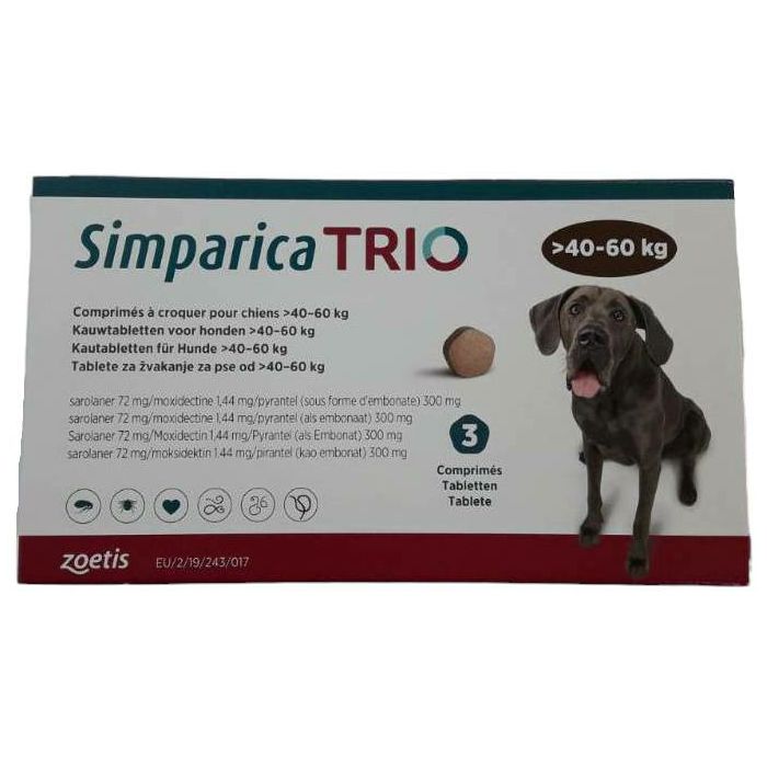 Zoetis Simparica Trio za pse težine 40-60kg / 1 tableta